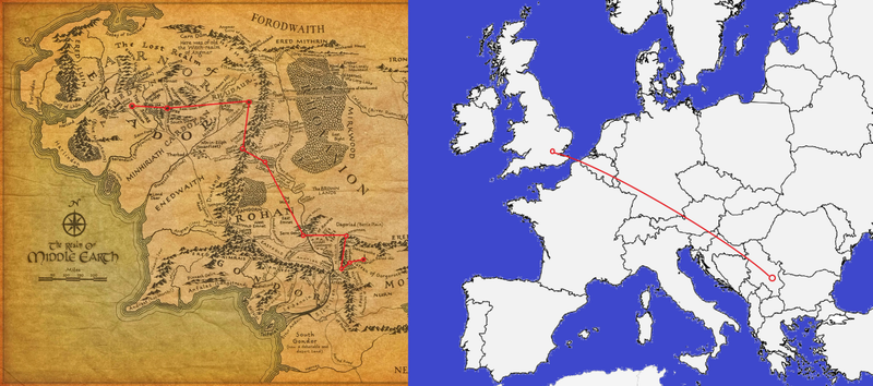 Illustration for article titled How Many Miles Did Frodo And Sam Have To Walk To Get To Mount Doom?
